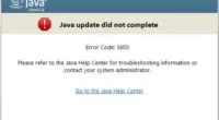 java update did not complete error code 1603